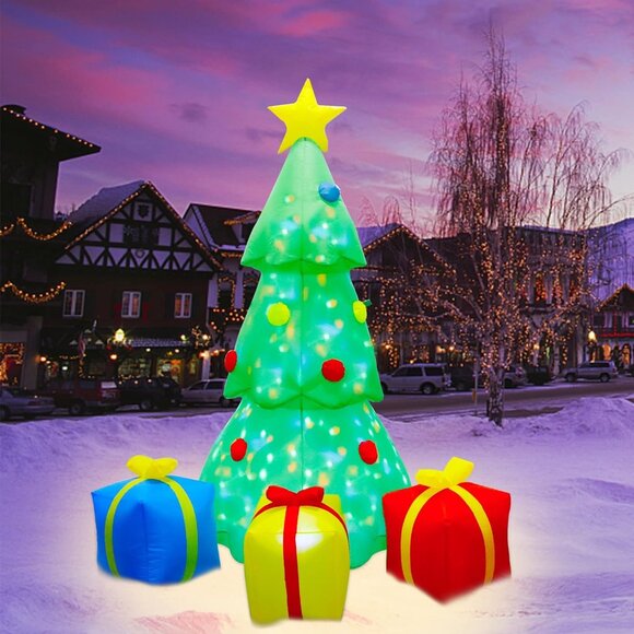 🆕5.9 FT Christmas Inflatable Tree with Rotating Projection Lamp Outdoor Decor - Picture 8 of 9